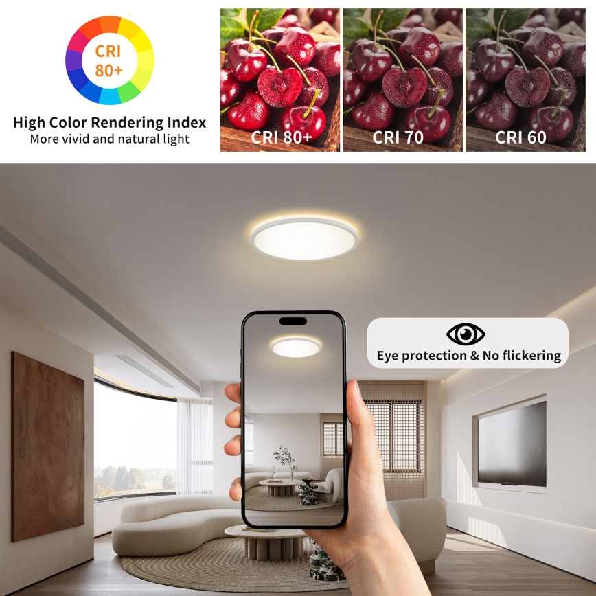 Brilagi - LED-Deckenleuchte für Badezimmer ULTRA SLIM LED/12W/230V d 22,5 cm weiß IP54