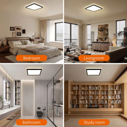 Brilagi - LED-Deckenleuchte für Badezimmer ULTRA SLIM LED/18W/230V 30x30 cm schwarz IP54