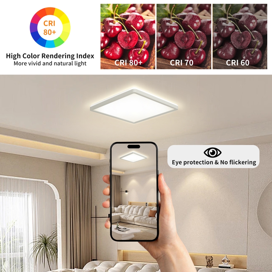 Brilagi - LED-Deckenleuchte für Badezimmer ULTRA SLIM LED/18W/230V 30x30 cm weiß IP54