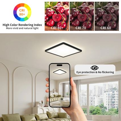 Brilagi - LED-Deckenleuchte für Badezimmer ULTRA SLIM LED/24W/230V 42x42 cm schwarz IP54