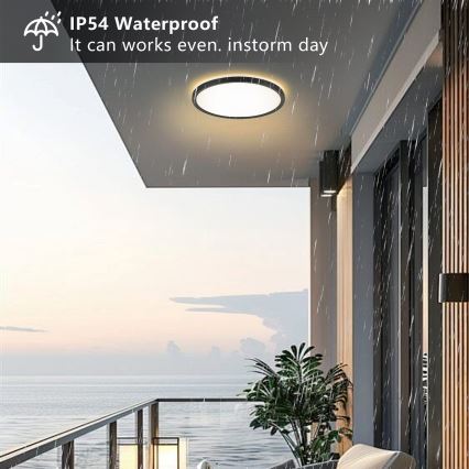 Brilagi - LED-Deckenleuchte für Badezimmer ULTRA SLIM LED/24W/230V d 42 cm schwarz IP54