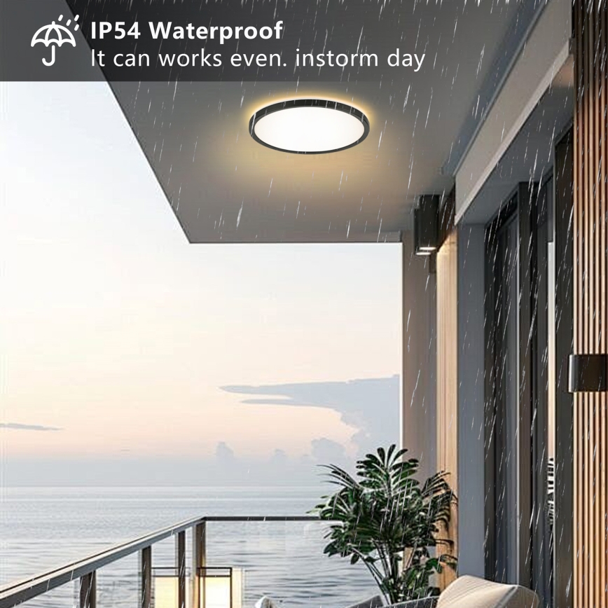 Brilagi - LED-Deckenleuchte für Badezimmer ULTRA SLIM LED/24W/230V d 42 cm schwarz IP54