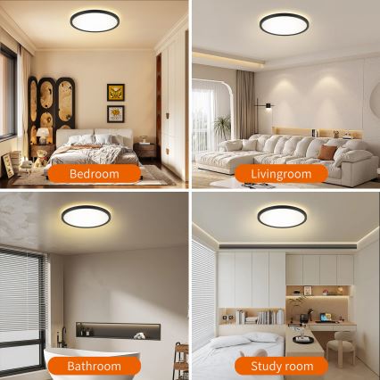 Brilagi - LED-Deckenleuchte für Badezimmer ULTRA SLIM LED/24W/230V d 42 cm schwarz IP54