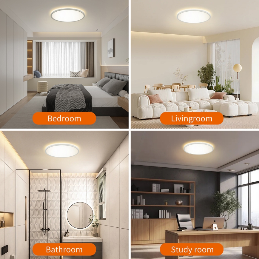Brilagi - LED-Deckenleuchte für Badezimmer ULTRA SLIM LED/24W/230V d 42 cm weiß IP54