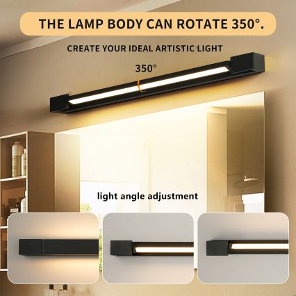 Brilagi - LED-Spiegelleuchte AQUA LINE LED/18W/230V 60 cm IP44 schwarz CRI 90