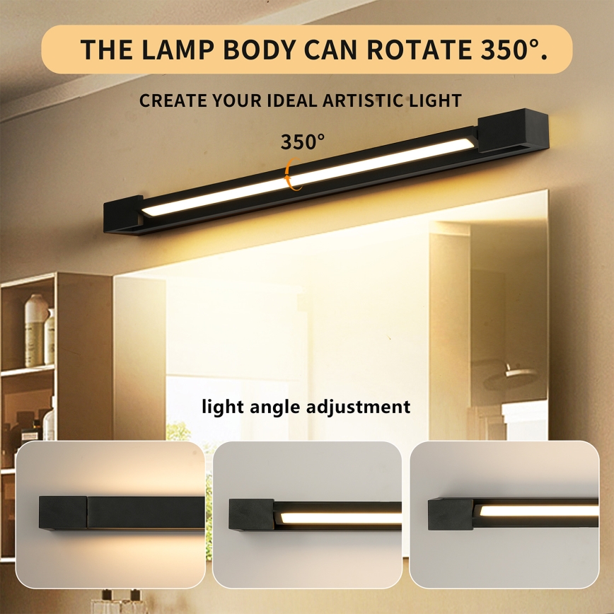 Brilagi - LED-Spiegelleuchte AQUA LINE LED/18W/230V 60 cm IP44 schwarz CRI 90