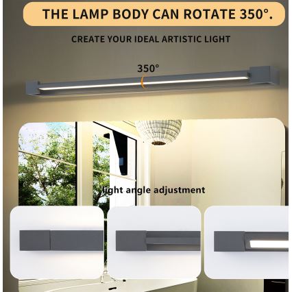 Brilagi - LED-Badspiegelleuchte AQUA LINE LED/24W/230V 90 cm IP44 Anthrazit CRI 90