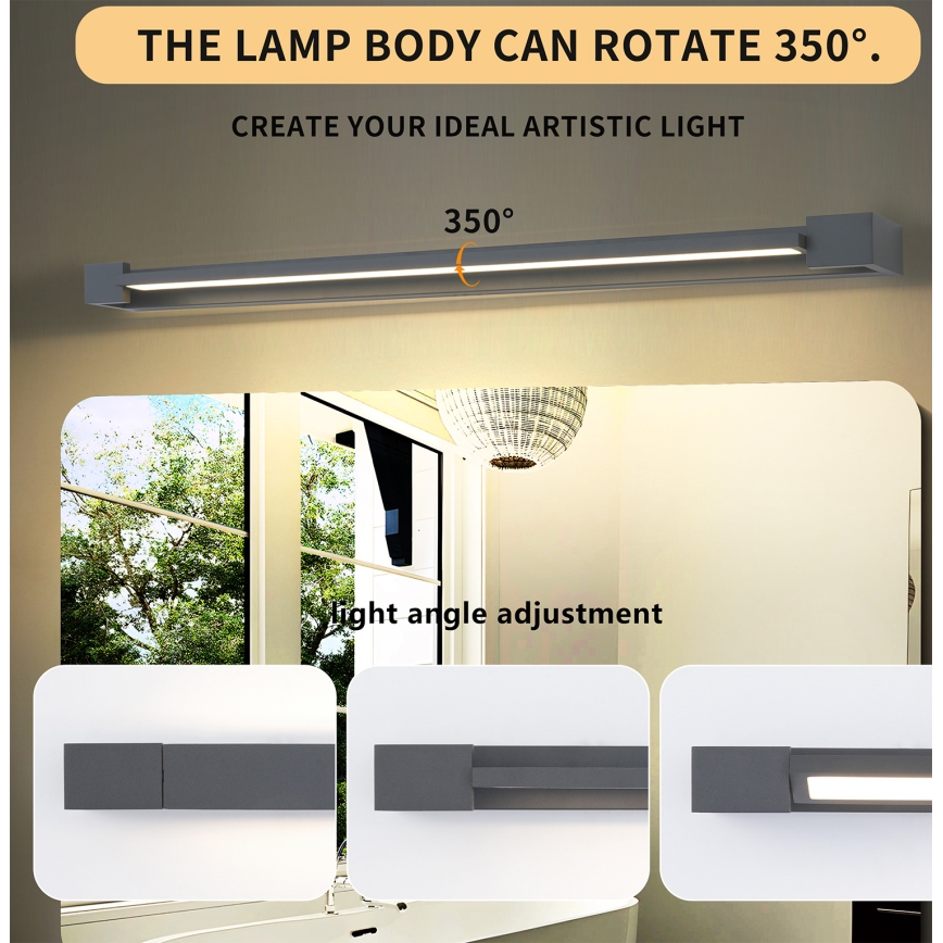 Brilagi - LED-Badspiegelleuchte AQUA LINE LED/24W/230V 90 cm IP44 Anthrazit CRI 90