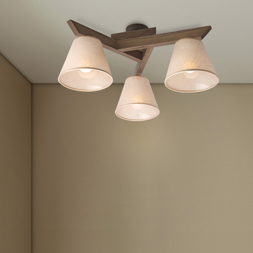 Brilagi - LED Deckenleuchte ANTHONY 3xE14/40W/230V Eiche Nussbaum/Beige