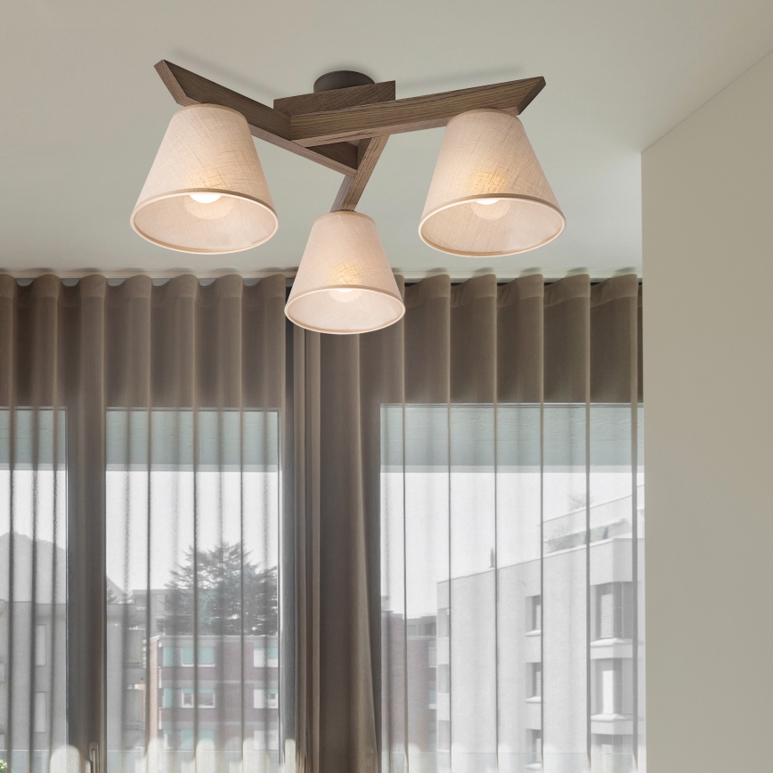 Brilagi - LED Deckenleuchte ANTHONY 3xE14/40W/230V Eiche Nussbaum/Beige