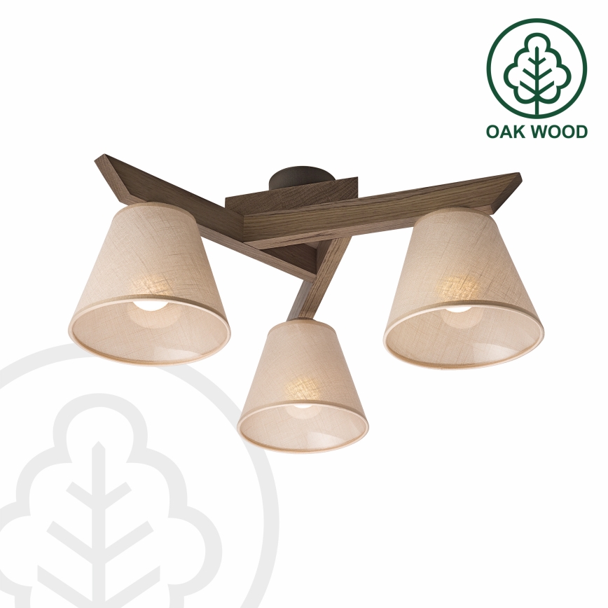 Brilagi - LED Deckenleuchte ANTHONY 3xE14/40W/230V Eiche Nussbaum/Beige
