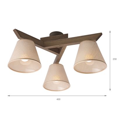 Brilagi - LED Deckenleuchte ANTHONY 3xE14/40W/230V Eiche Nussbaum/Beige