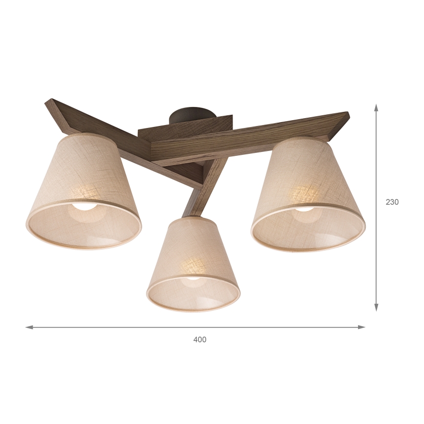 Brilagi - LED Deckenleuchte ANTHONY 3xE14/40W/230V Eiche Nussbaum/Beige