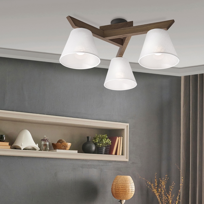 Brilagi - LED Deckenleuchte ANTHONY 3xE14/40W/230V Eiche Nussbaum/Weiß
