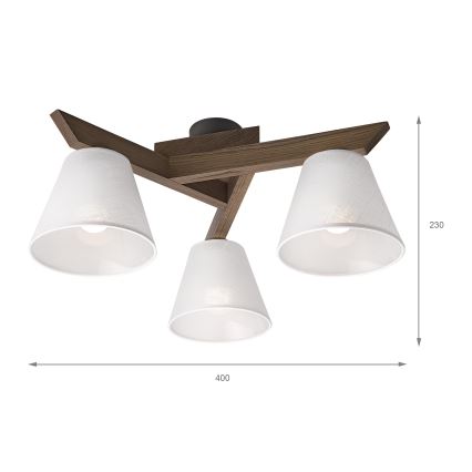 Brilagi - LED Deckenleuchte ANTHONY 3xE14/40W/230V Eiche Nussbaum/Weiß