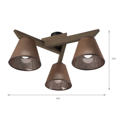 Brilagi - LED Deckenleuchte ANTHONY 3xE14/40W/230V Eiche Nussbaum/Braun