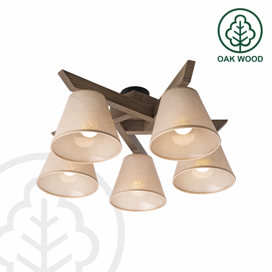 Brilagi - LED Deckenleuchte ANTHONY 5xE14/40W/230V Eiche Nussbaum/Beige