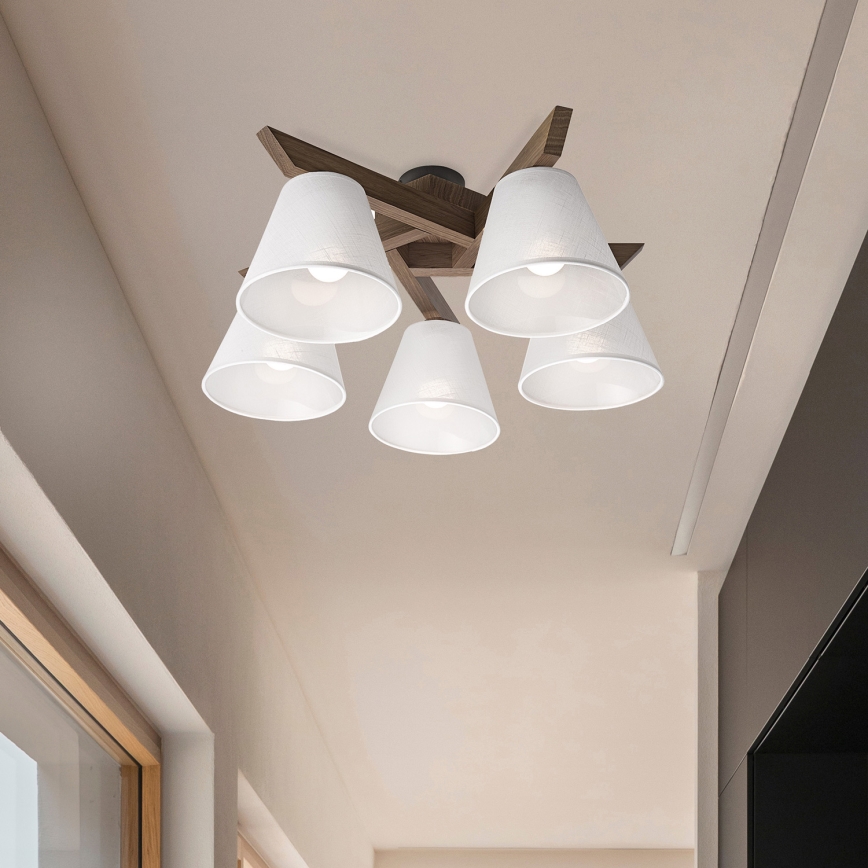 Brilagi - LED Deckenleuchte ANTHONY 5xE14/40W/230V Eiche Nussbaum/Weiß