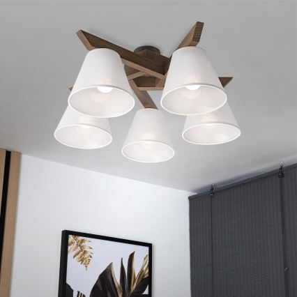 Brilagi - LED Deckenleuchte ANTHONY 5xE14/40W/230V Eiche Nussbaum/Weiß