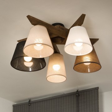 Brilagi - LED Deckenleuchte ANTHONY 5xE14/40W/230V Eiche Nussbaum