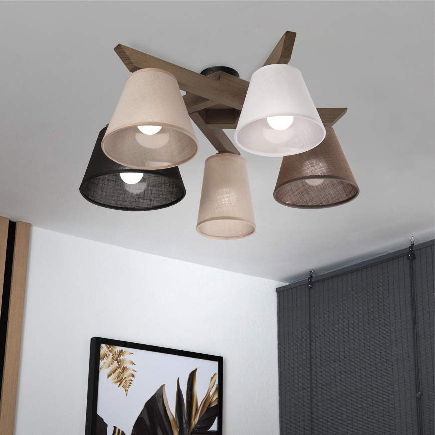 Brilagi - LED Deckenleuchte ANTHONY 5xE14/40W/230V Eiche Nussbaum