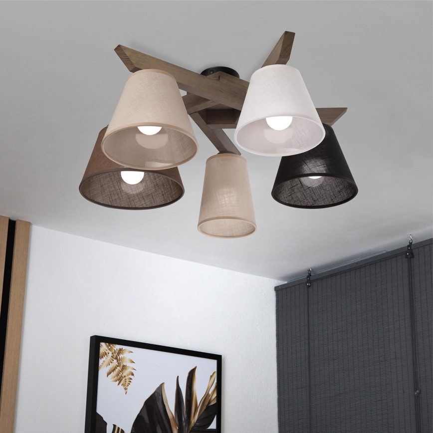 Brilagi - LED Deckenleuchte ANTHONY 5xE14/40W/230V Eiche Nussbaum