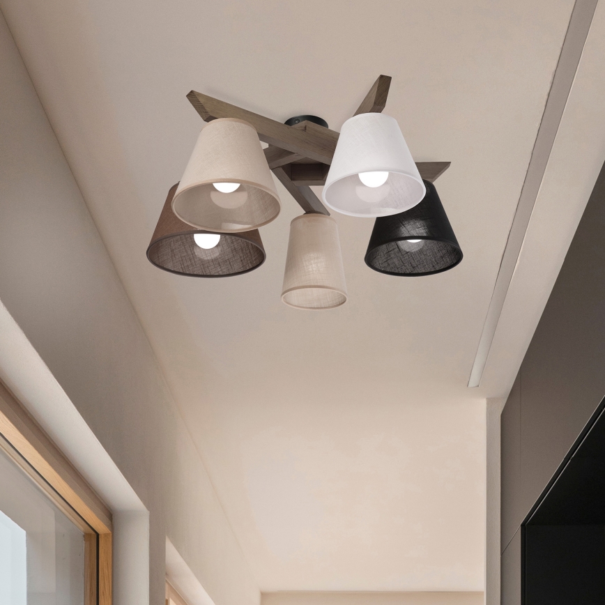 Brilagi - LED Deckenleuchte ANTHONY 5xE14/40W/230V Eiche Nussbaum
