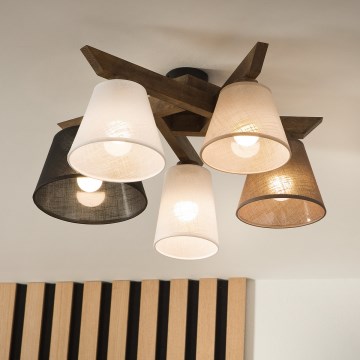 Brilagi - LED Deckenleuchte ANTHONY 5xE14/40W/230V Eiche Nussbaum