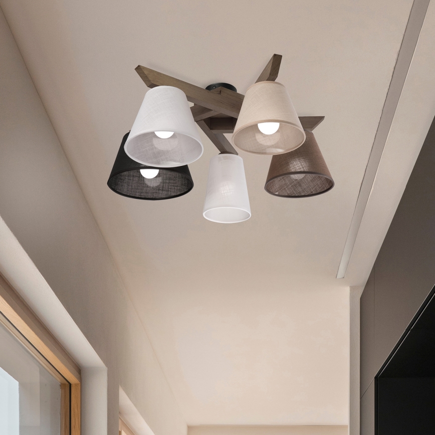 Brilagi - LED Deckenleuchte ANTHONY 5xE14/40W/230V Eiche Nussbaum
