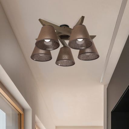 Brilagi - LED Deckenleuchte ANTHONY 5xE14/40W/230V Eiche Nussbaum/Braun