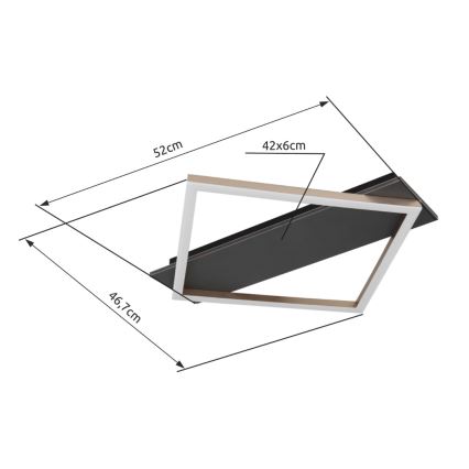 Brilagi - Dimmbare LED-Deckenleuchte VELVET SQUARE LED/24W/230V 43x43 cm 3000/4000/6500K + Fernbedienung grau