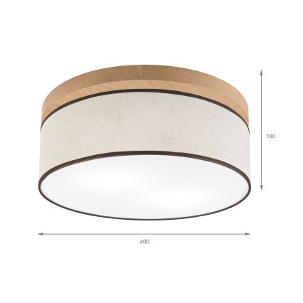 Brilagi - LED Deckenleuchte BELLADONNA 2xE27/15W/230V d 40 cm cremefarben/Eiche