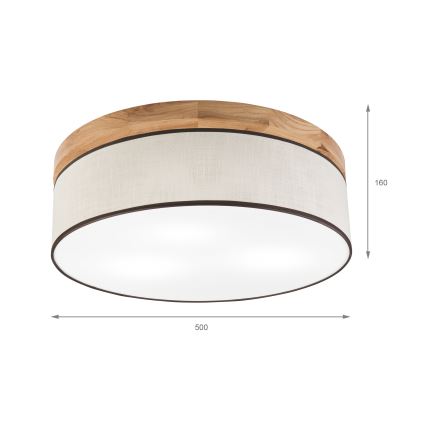 Brilagi - LED Deckenleuchte BELLADONNA 3xE27/15W/230V d 50 cm cremefarben/Eiche