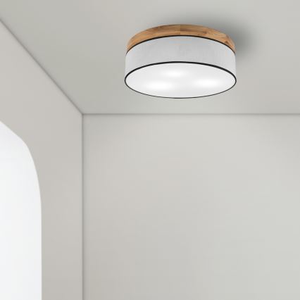 Brilagi - LED Deckenleuchte BELLADONNA 3xE27/15W/230V d 50 cm weiß/Eiche