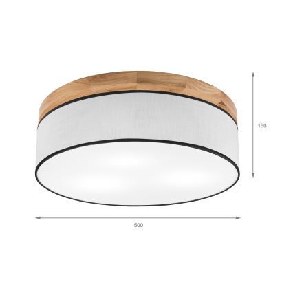 Brilagi - LED Deckenleuchte BELLADONNA 3xE27/15W/230V d 50 cm weiß/Eiche
