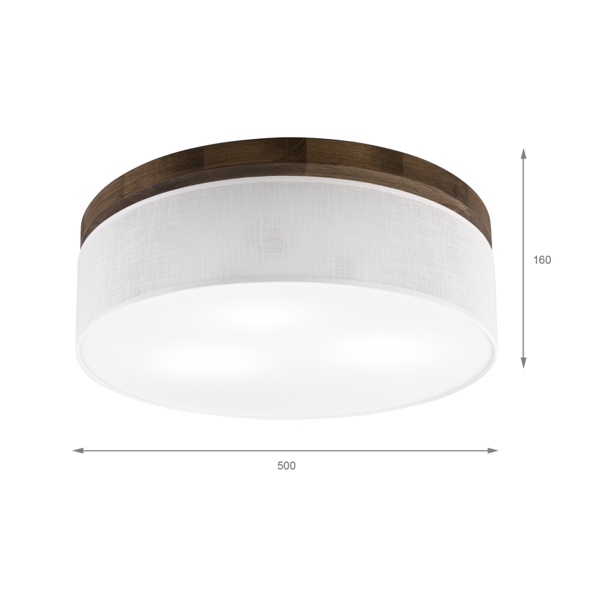 Brilagi - LED Deckenleuchte BELLADONNA 3xE27/15W/230V Ø 50 cm Weiß/Eiche Nussbaum