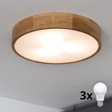 Brilagi - LED Deckenleuchte CARVALHO 3xE27/60W/230V Eiche Ø 47,5 cm