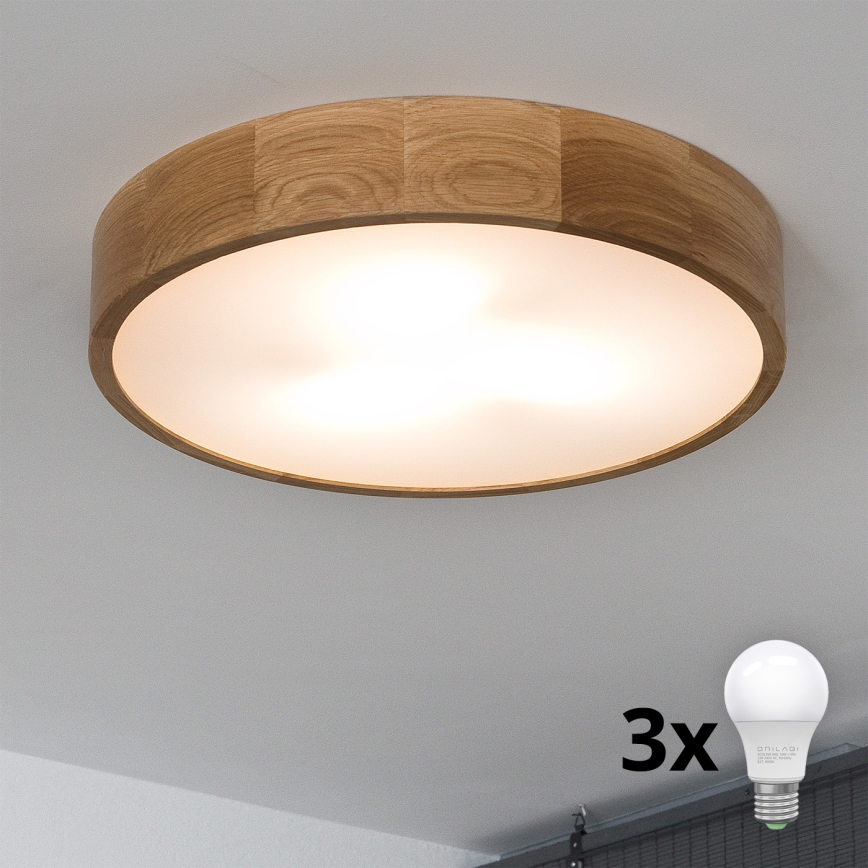 Brilagi - LED Deckenleuchte CARVALHO 3xE27/60W/230V Eiche Ø 47,5 cm