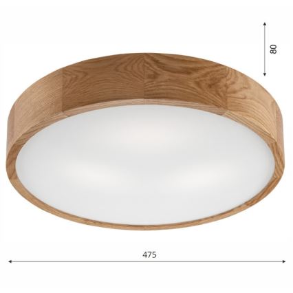 Brilagi - LED Deckenleuchte CARVALHO 3xE27/60W/230V Eiche Ø 47,5 cm