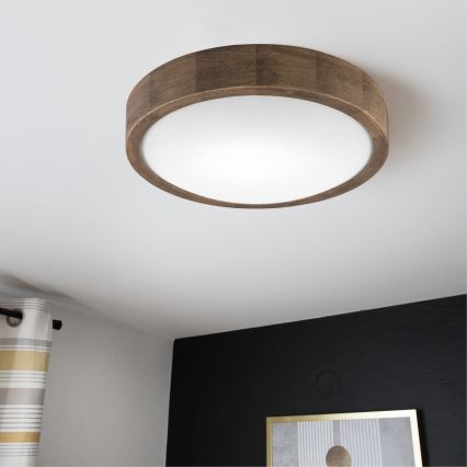 Brilagi - LED Deckenleuchte CARVALHO SLIM 1xE27/60W/230V Eiche Nussbaum Ø 27 cm