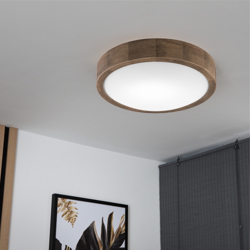 Brilagi - LED Deckenleuchte CARVALHO SLIM 1xE27/60W/230V Eiche Nussbaum Ø 27 cm