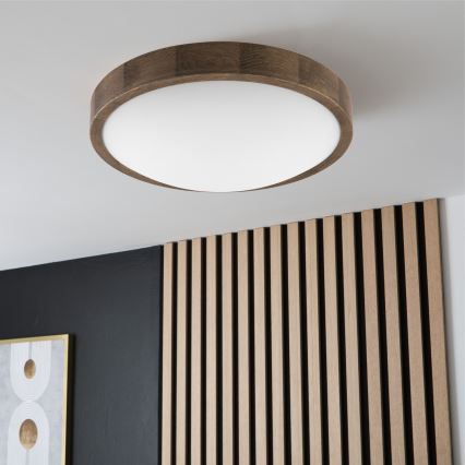 Brilagi - LED Deckenleuchte CARVALHO SLIM 2xE27/60W/230V Eiche Nussbaum Ø 37 cm