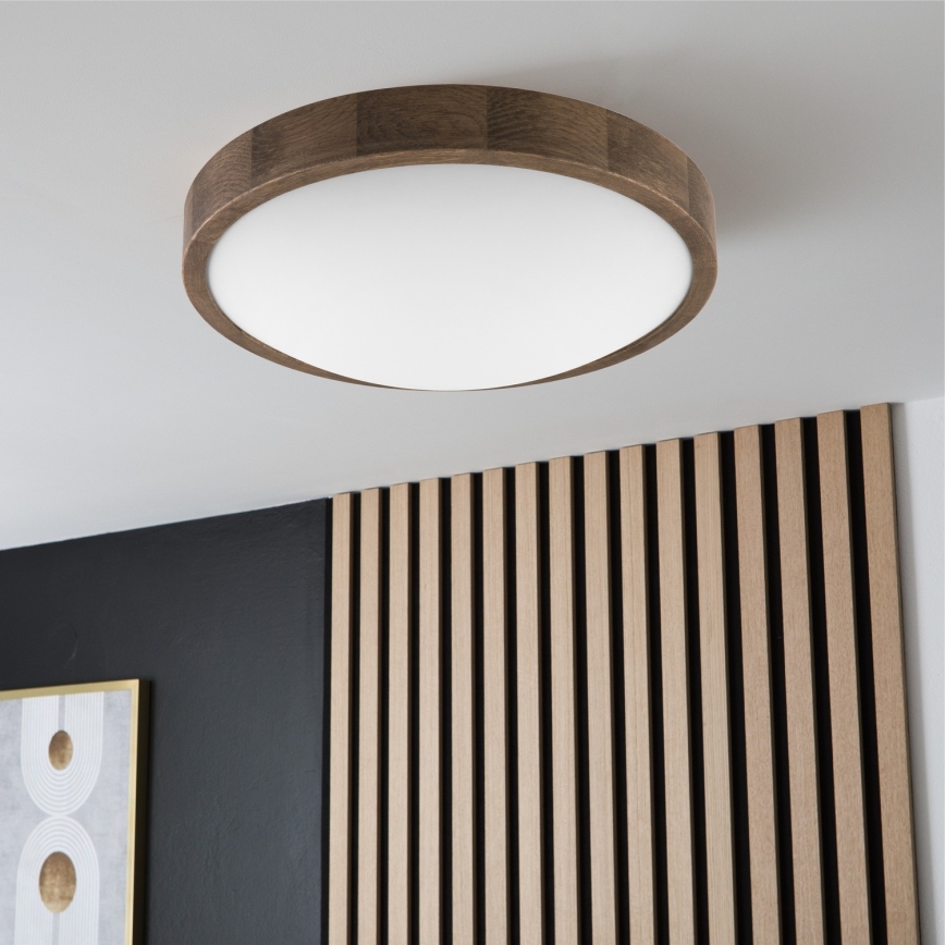 Brilagi - LED Deckenleuchte CARVALHO SLIM 2xE27/60W/230V Eiche Nussbaum Ø 37 cm