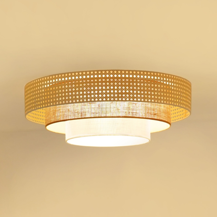 Brilagi - LED Deckenleuchte CEDAR LUNETA LED/26W/230V Rattan/Braun/Creme