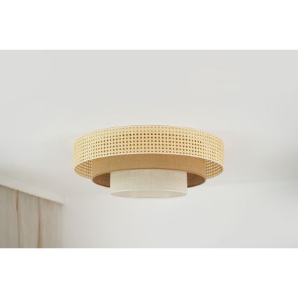 Brilagi - LED Deckenleuchte CEDAR LUNETA LED/26W/230V Rattan/Braun/Creme