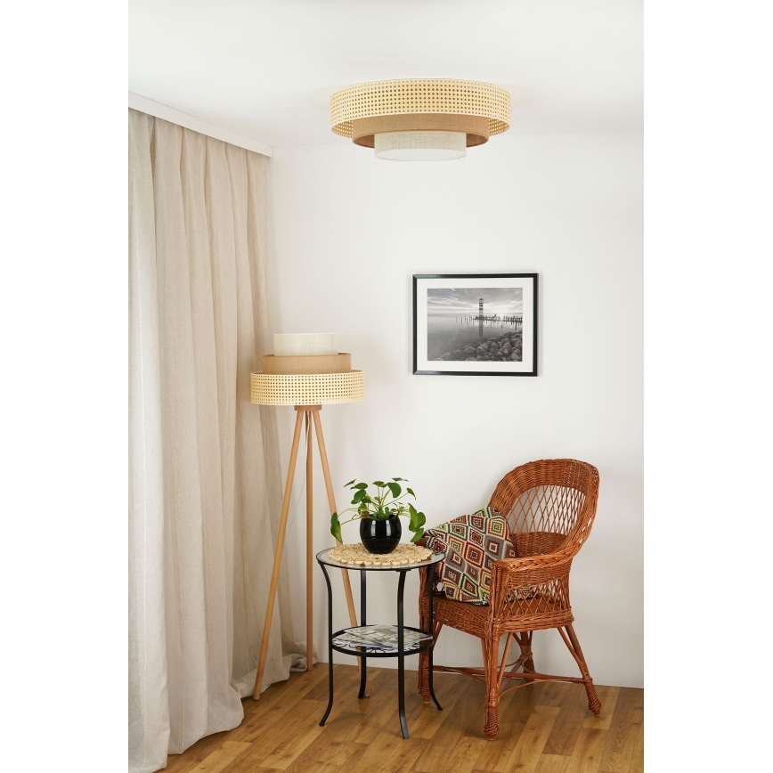 Brilagi - LED Deckenleuchte CEDAR LUNETA LED/26W/230V Rattan/Braun/Creme
