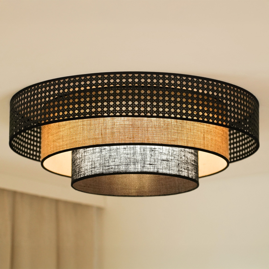 Brilagi - LED Deckenleuchte DAKOTA LUNETA LED/12W/230V Ø 60 cm 3000K/4000K/6400K Schwarz/Rattan