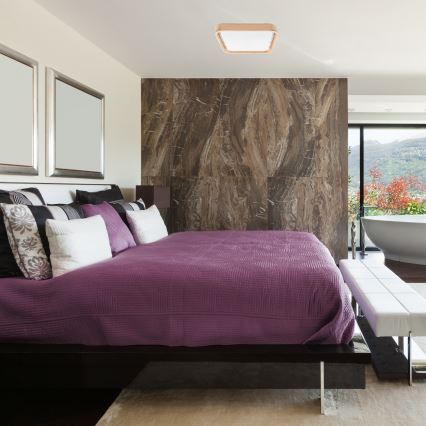 Brilagi - LED dimmbares Deckenleuchte MANAROLA CUBIC LED/24W/230V 3000-6500K Kiefer + Fernbedienung
