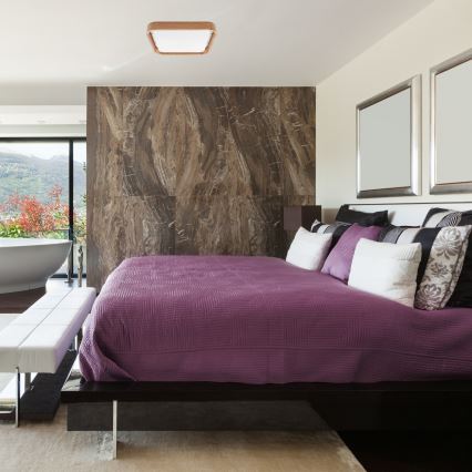 Brilagi - LED dimmbare Deckenleuchte MANAROLA CUBIC LED/24W/230V 3000-6500K Eiche + Fernbedienung