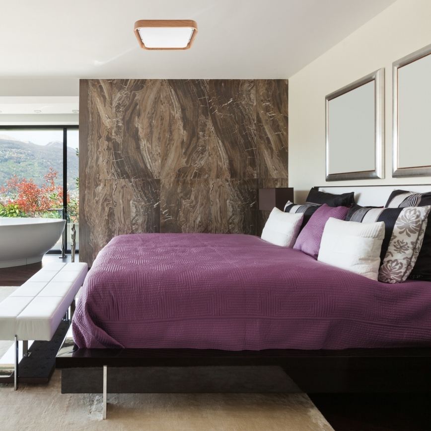 Brilagi - LED dimmbare Deckenleuchte MANAROLA CUBIC LED/24W/230V 3000-6500K Eiche + Fernbedienung